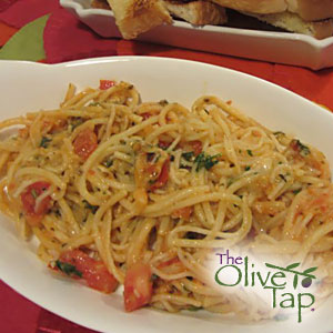 Angel Hair Pasta with Tomato and Black Olive Sauce Recipe