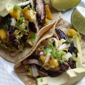 Grilled Espresso Chipotle Chicken Tacos with Cabbage Mango Slaw Recipe