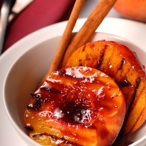 Grilled Peaches with Ice Cream and Raspberry Balsamic Glaze Recipe